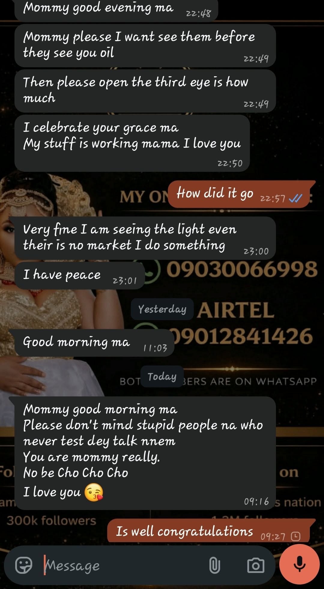 Mama C Jay Client testimony screenshot evidence 14